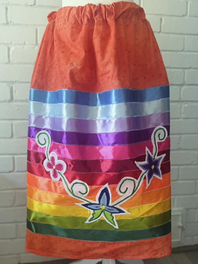 Image of Coral applique skirt