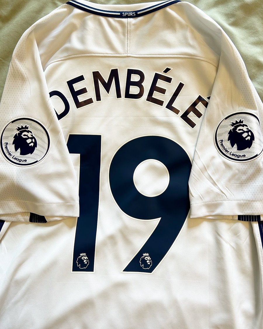 Image of Tottenham Hotspur “DEMBELE 19” 2017/18 Home Shirt + PL patches (M)