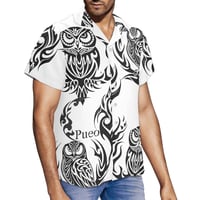 Image 2 of Men's Pique Pueo Print Collard Shirt