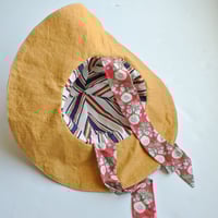 Image 3 of Reworked Wide Brim Hat Red India Flower Medium 