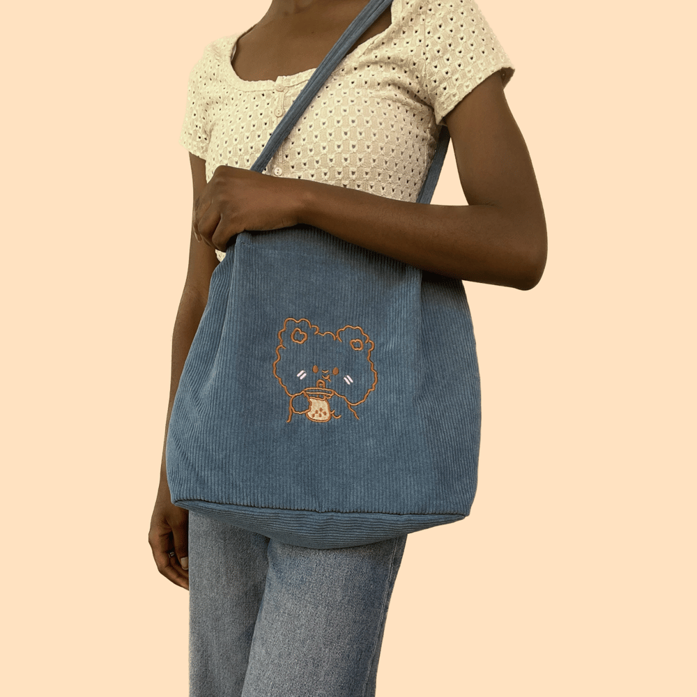 Image of Blue Boba Bear Tote