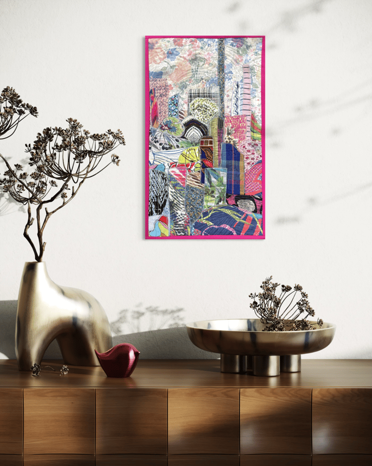 'In the Stone Jungle' - abstract modern art quilt, 44x26cm Image 6