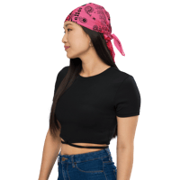 Image 2 of Breast Cancer Awareness Bandana - Black on Pink