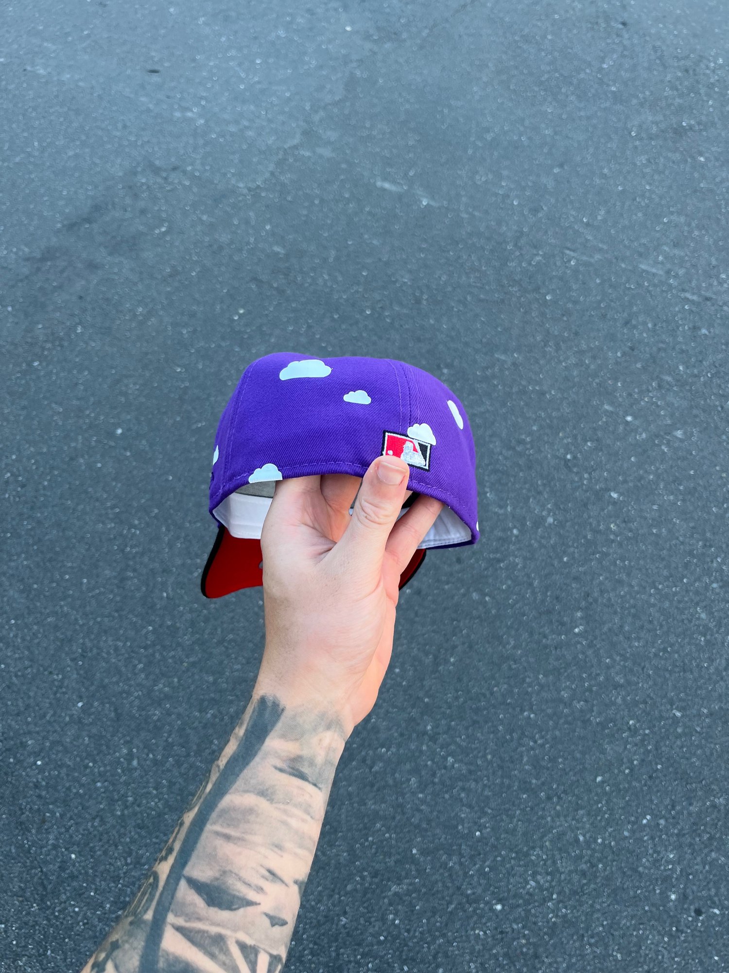 Image of RED BRIM PARTLY CLOUDY  COLORADO ROCKIES CUSTOM FITTED CAP