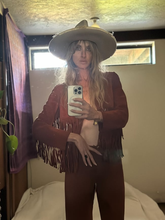 stellar late 1960s fringe suede trouser and bolero jacket set