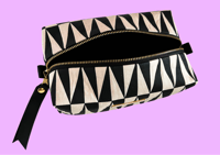 Image 5 of Black and cream triangles makeup bag