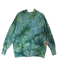 Image 2 of S/M Pocket Hoodie Pullover in Cool Watercolor Ice Dye