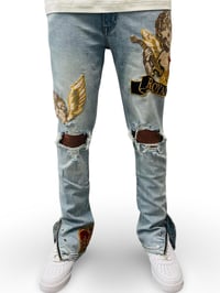 Image 1 of Royal Love Snap Button x Zipper Blue Jean 