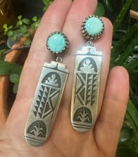 Image 1 of Tim Yazzie overlay and turquoise earrings 