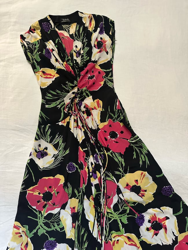 1930s poppy dress maxi cold rayon silk