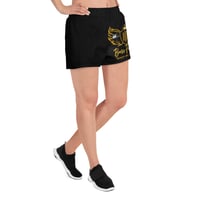 Image 4 of BOSSFITTED Black and Yellow Women's Athletic Short Shorts