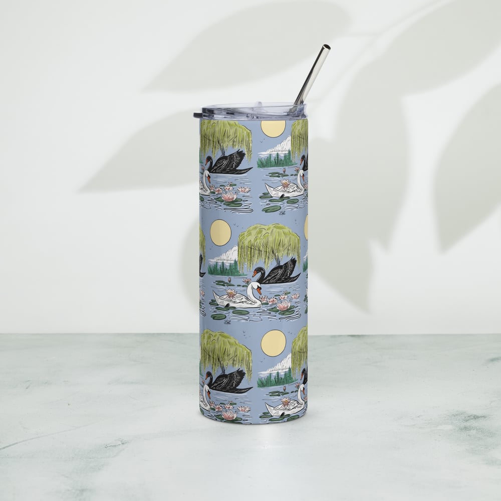 Swan Lake in color Stainless steel tumbler