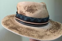 Image 2 of Brown Distressed Fedora Multi Layered Band Feather