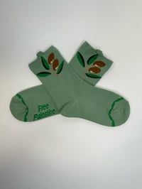 Image 4 of Free Palestine Olive Socks (Girls 6-12)
