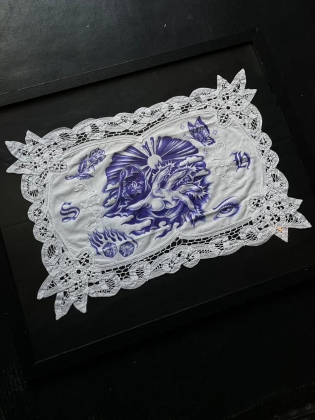 Image of *Original* Pen and ink flash sheet on fabric