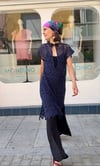 NAVY GUIPURE KAFTAN WITH TOGGLE