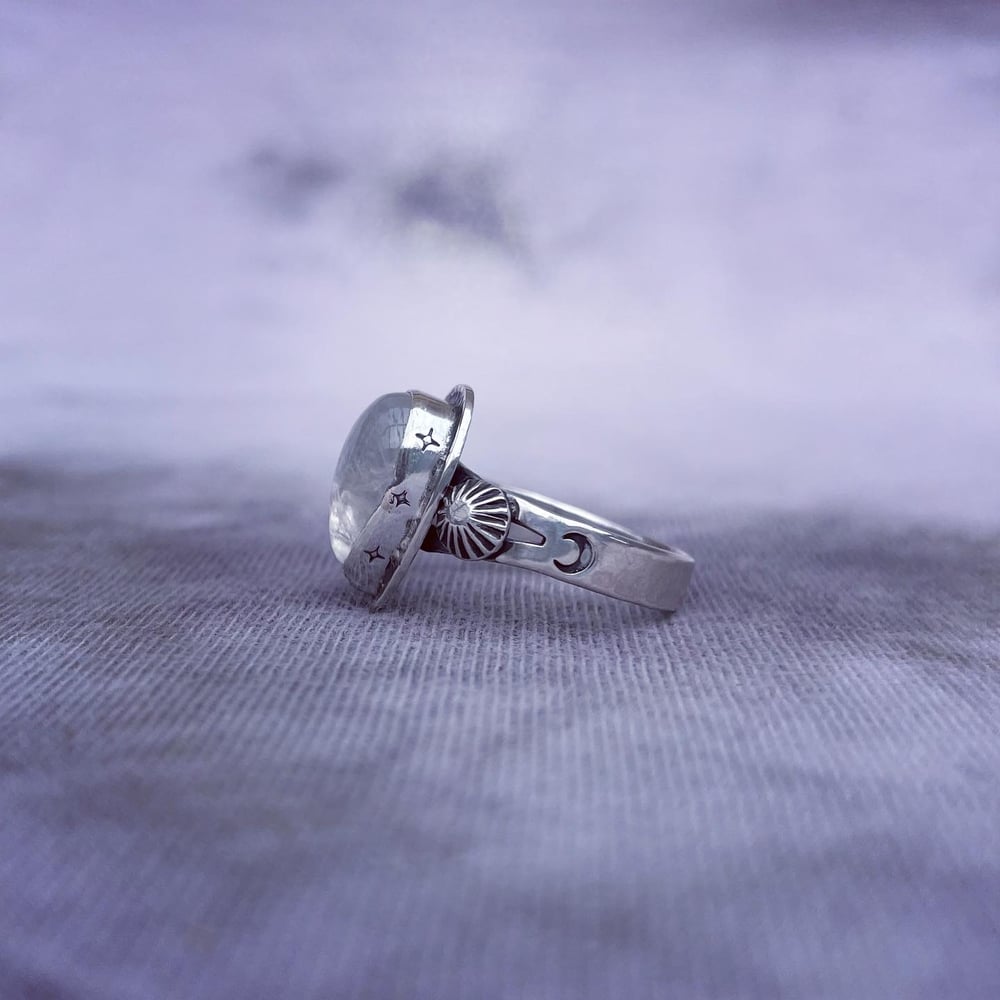 Handmade Sterling Silver Celestial Moonstone Ring p