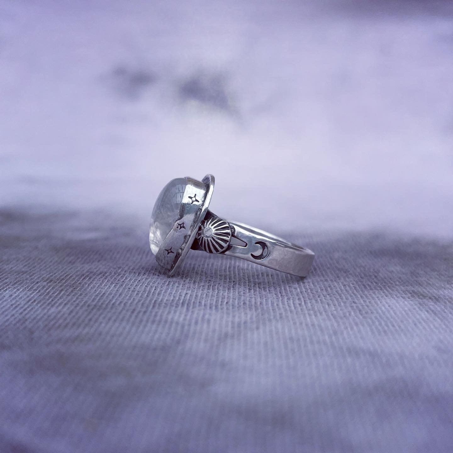 Image of Handmade Sterling Silver Celestial Moonstone Ring p