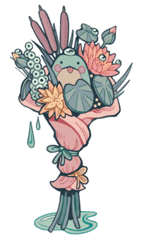 Frog Bouquet Sticker - Vinyl - 3 in