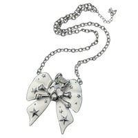 Image 1 of skull bow necklace *white*