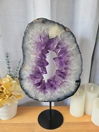 Image 4 of 12.6lb Amethyst Portal Rough Edge Crystal Slab with Custom Stand