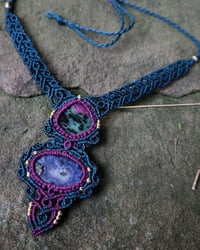 Image 2 of Purple Moss Agate + Ruby in Fuschite Statement Choker