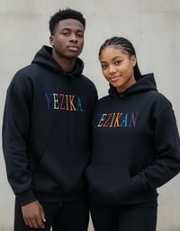 Image 3 of Yezikan Black Marbled Embroidered Logo Heavy Blend Pullover Hoodie