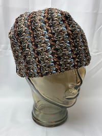 Image 3 of BLUE AND BROWN KNIT BEANIE