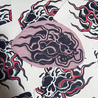 Image 2 of Hot Head Skull Linocut Print