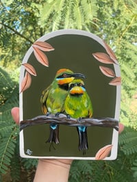 Image 2 of Rainbow Bee Eaters Ceramic Arch Wall Painting