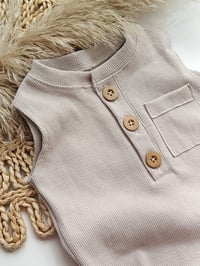 Image 2 of Baby Boy Onesie for Photoshoot | Jeremy | neutral beige | 12 months | ribbed fabric
