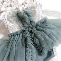 Image 2 of Newborn girls outfit | Mia | dusty aquamarine | off white