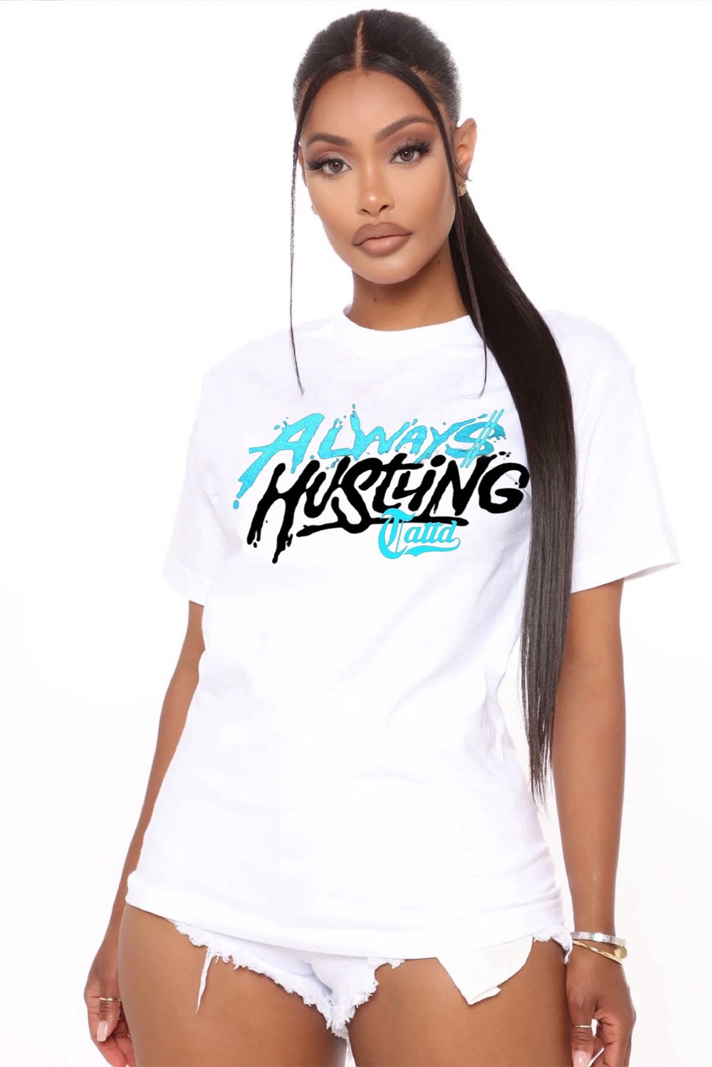 ALWAYS HUSTLING TATTD TEE WHITE