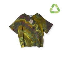 Image 1 of ♻️ UPCYCLED 2X Vintage Silk Top in Bold Agate Ice Dye