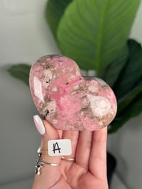 Image 1 of SELF STANDING BUBBLE GUM PINK RHODONITE HEARTS