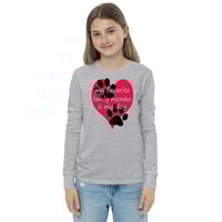 Image 2 of "My favorite family member is my dog" Youth long sleeve tee
