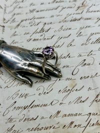 Image 7 of Bague en argent massif et améthyste, années 40-50, taille 59