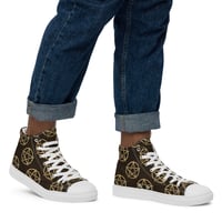 Image 1 of All Over Gold and Black Pentagram Men’s high top canvas shoes