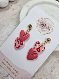 Image 2 of Double Drop Heart Earrings