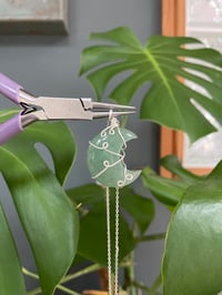Image 3 of Green Aventurine Silver  Moon Necklace 
