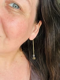 Image 4 of 14k yellow gold threader earrings with opals and citrine