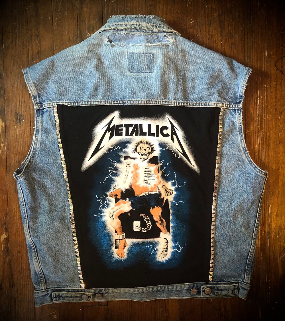 “Metallica” UPcycled vintage denim studded vest
