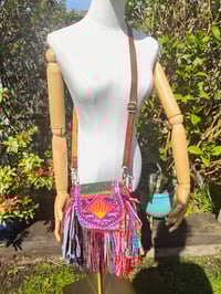 Image 1 of FRILL MINI body cross Sari bag with ruffles - detachable strap -sunset 1