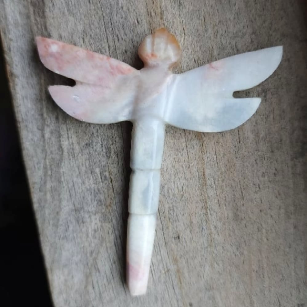 Image of Pink Chalcedony Dragonfly Carving