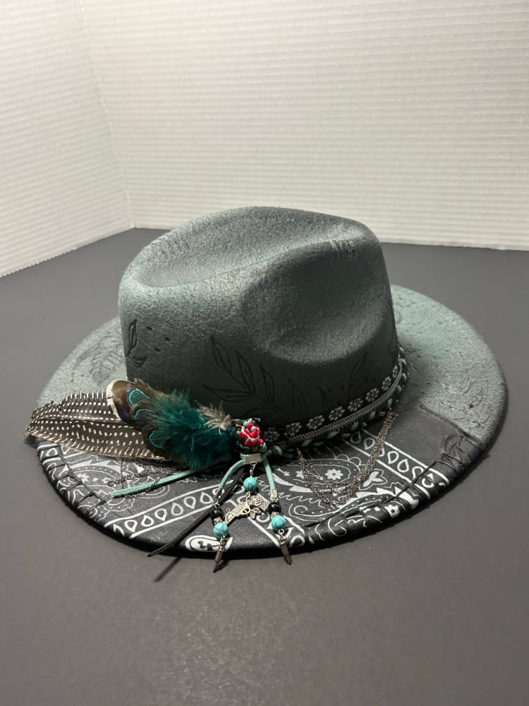 Image of Handmade Punk rock cowgirl festival hat SGC619 OOAK