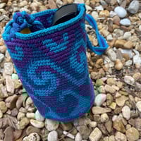 Image 2 of Handmade Caribbean Blue Crochet Festival Bucket Bag - Made in Belize 