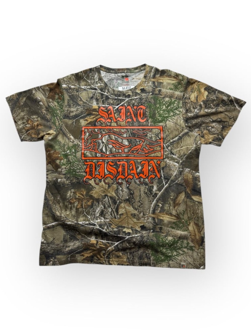 Orange Logo on Real Tree Camo Tee | Saint Disdain