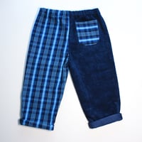 Image 2 of Half & half- navy cord and check denim