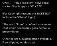Image 3 of Prius Repellent vinyl decal