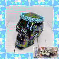 Image 1 of Sky + Silver Bar Bead Bangle Bracelet